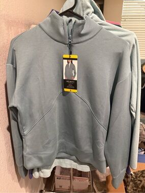 SZ S NWT NFINITY linear MODAL women’s light Sky Blue Half-Zip Sweatshirt